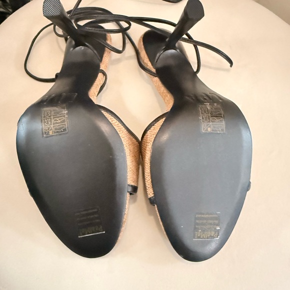 LPA Amara Raffia Black Ankle Wrap Heeled Sandals Size 8 New W/O Box - Picture 8 of 10